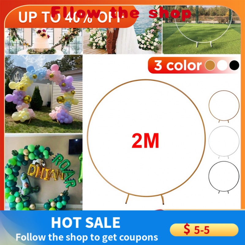 【Ready Stock】2M Circle Balloon Arch Metal Outdoor Wedding Backdrop Flower Stand Background
