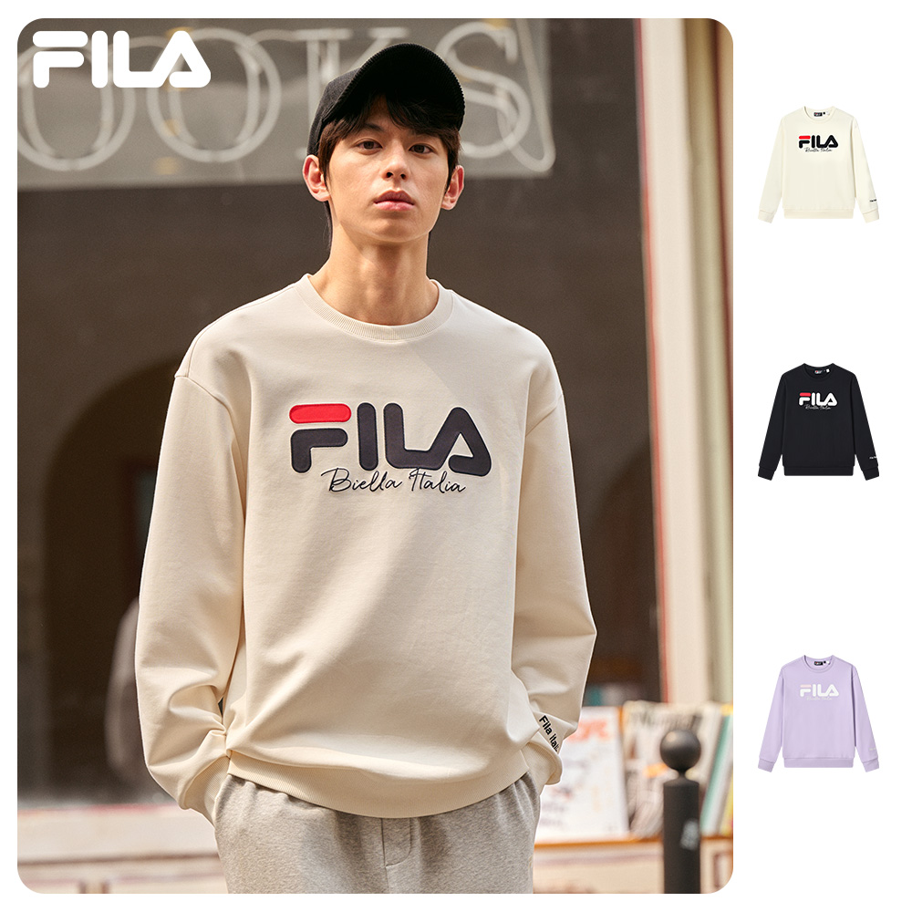 Unisex Embroidered FILA Biella Italia Logo Cotton Sweatshirt