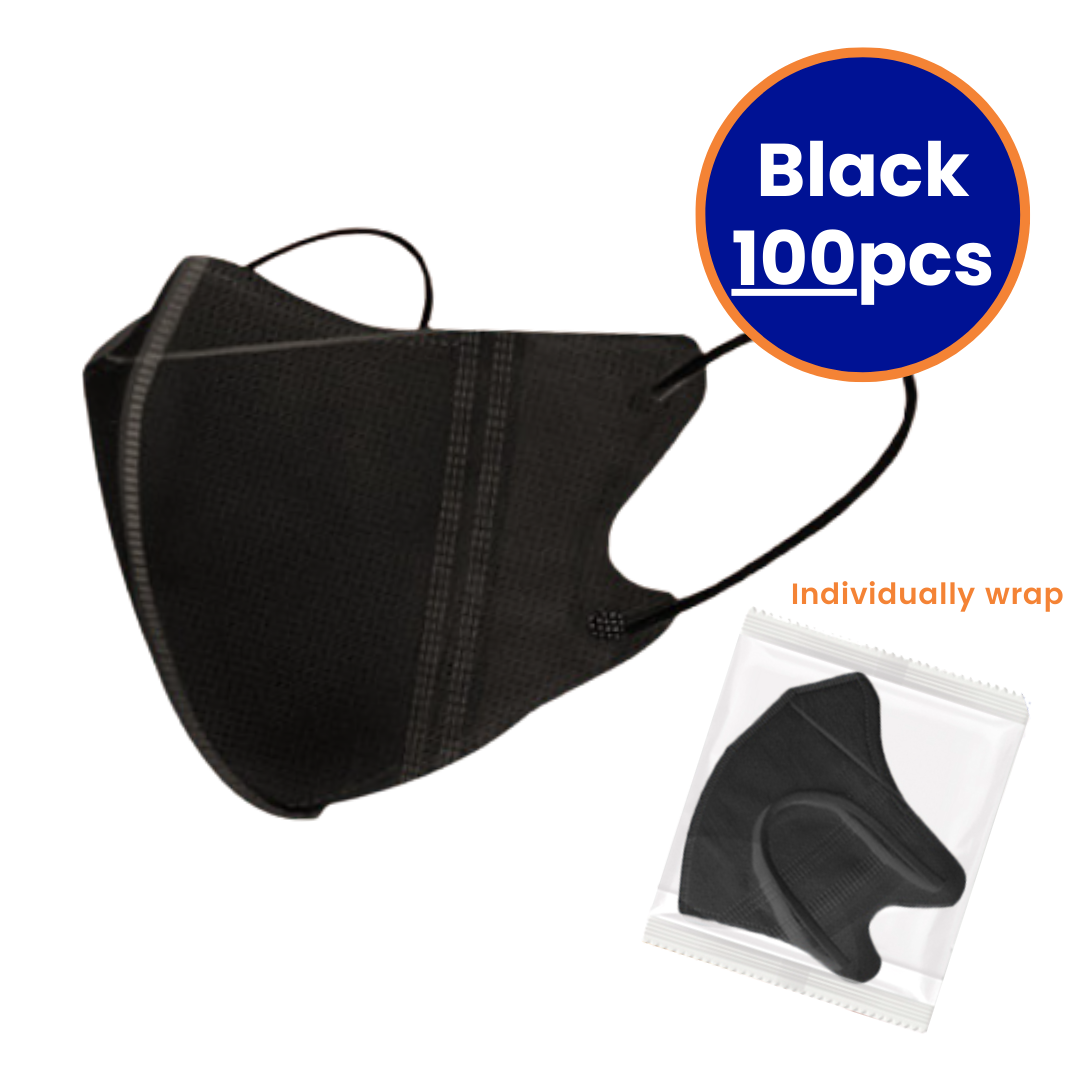 KN95 Individual Pack Adult Mask 3ply 3D - 30/100pcs Disposable Face Masks Black and White, Local SG stock, antibacterial, no fog, individually packed, breathable, cheap mask non surgical medical BFE 9