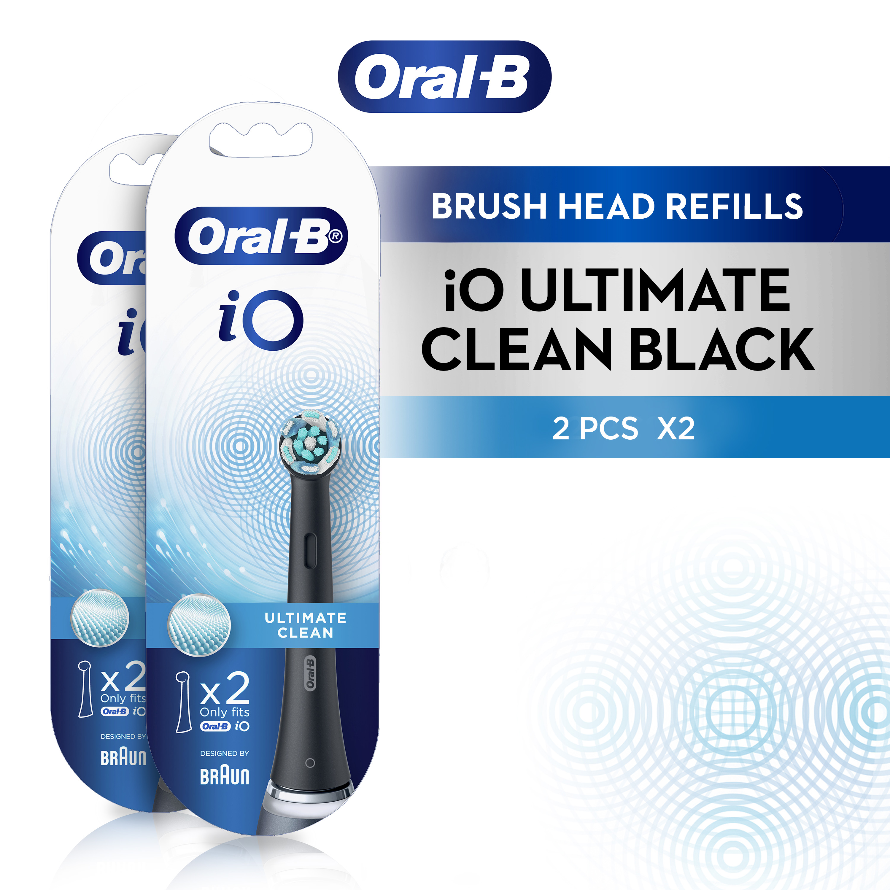[Bundle of 2] Oral-B iO Ultimate Clean Replacement Brush Heads Black 2 Packs