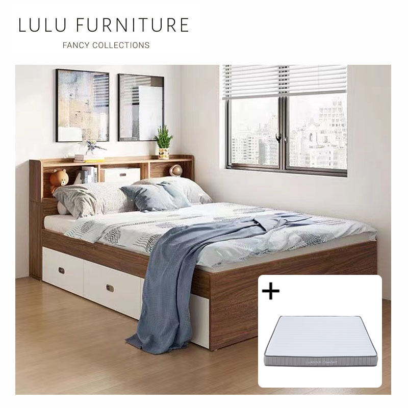 **Bundle DEAL** LUNA Storage Bed Frame with Headboard + LUANNA Comfort Mattress (Price with Installation and Delivery)