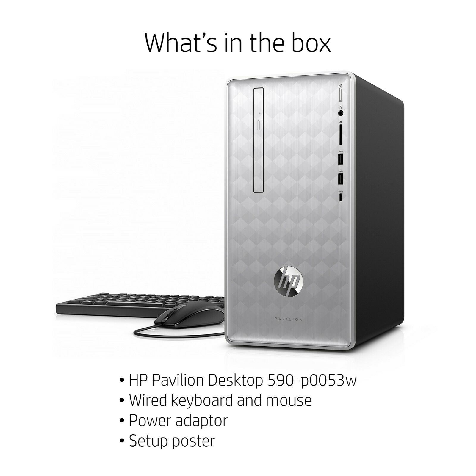 Same day delivery  New Model  9th gen HP 590-p0053w Pavilion i5-9400 6-Core 2.9 GHz (4.1 GHz Turbo)  16GB RAM  128GB SSD  Win 10 +2TB HDD with New Hp keyboard /HP mouse 1 year  warranty ,upgraded ,ope