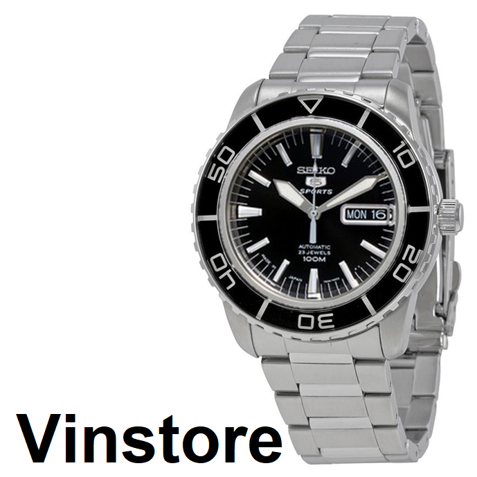 [Vinstore] Seiko 5 Sports SNZH55J1 Japan Made Automatic Stainless Steel Black Dial Analog Men Watch SNZH55 SNZH55J