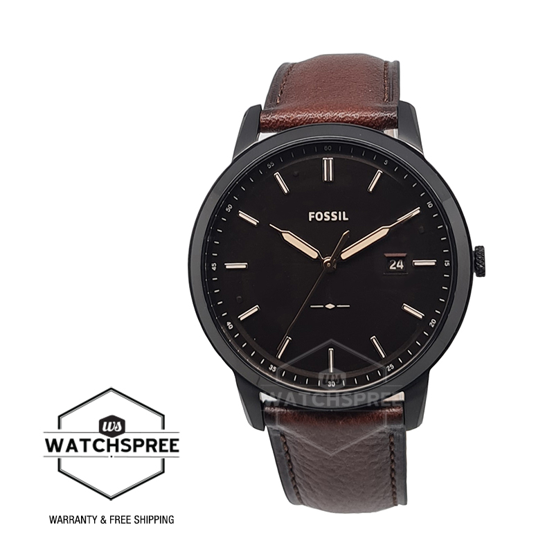 [Watchspree] Fossil Men's The Minimalist Solar-Powered Brown Leather Watch FS5841