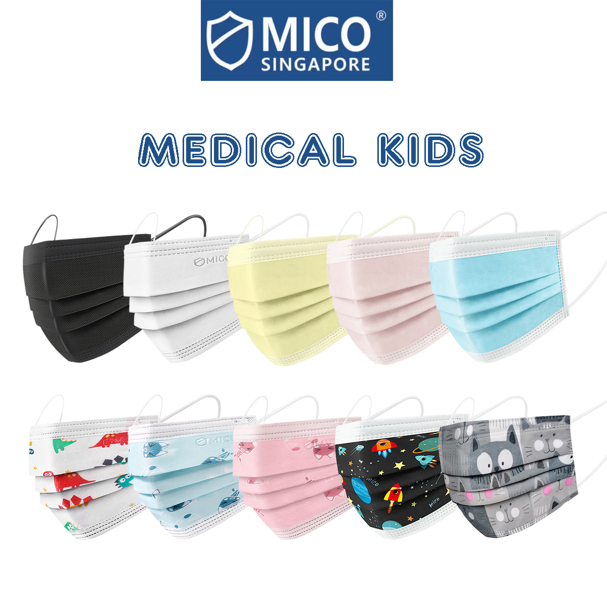 [SG BRAND] MICO Kids 3ply Medical Mask BEF&gt;98% Child  Disposable Face Mask